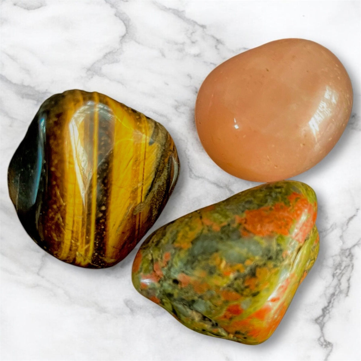 Rose, Unakite & Tiger’s Eye Tumbled Stones