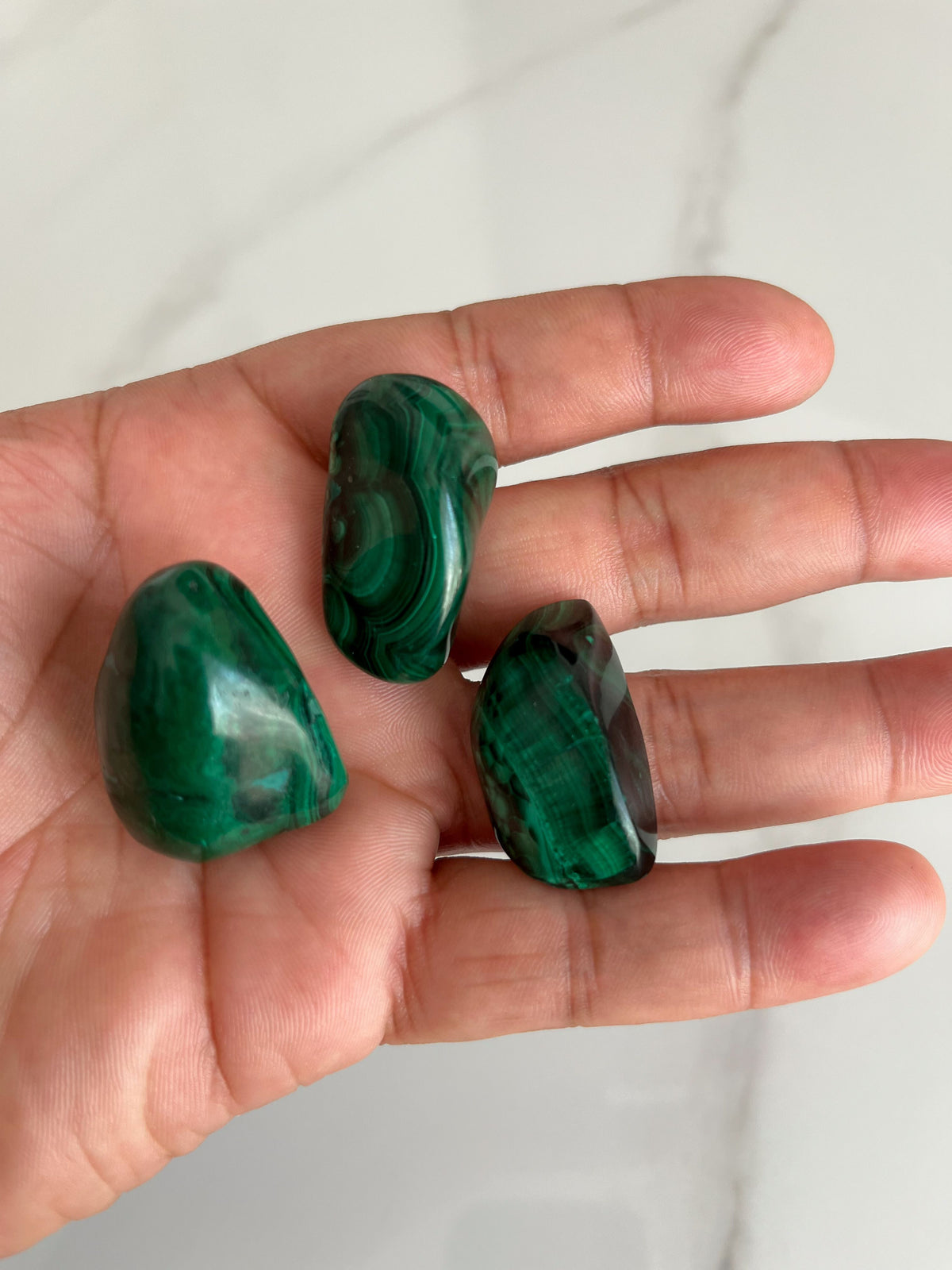 Green Malachite Tumbled Stone – 3–4cm