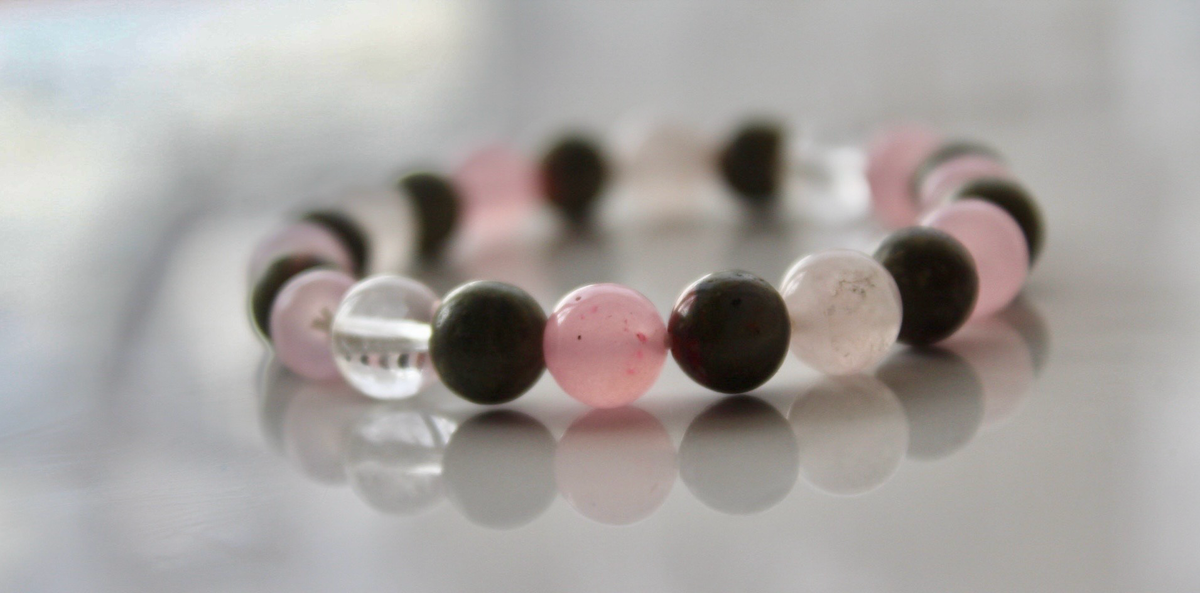 Unakite, Rose Quartz & Clear Quartz Crystal Set