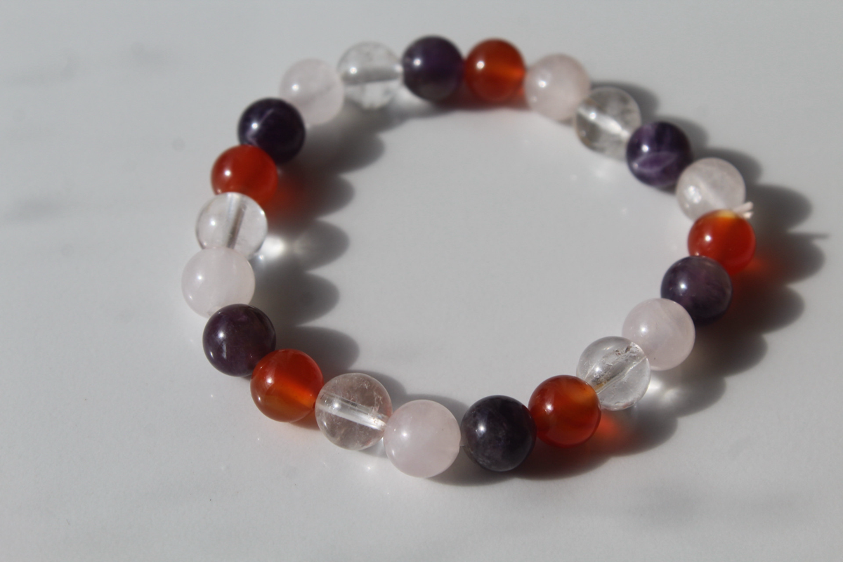 Rose, Carnelian & Amethyst Gemstone Bracelet