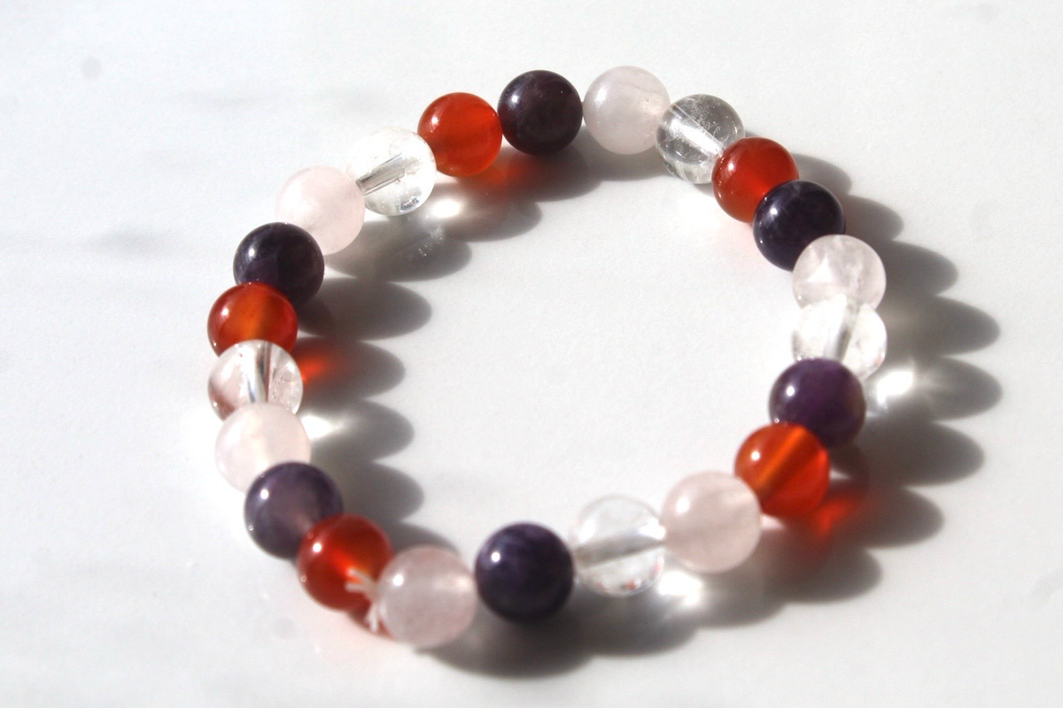 Rose, Carnelian & Amethyst Gemstone Bracelet