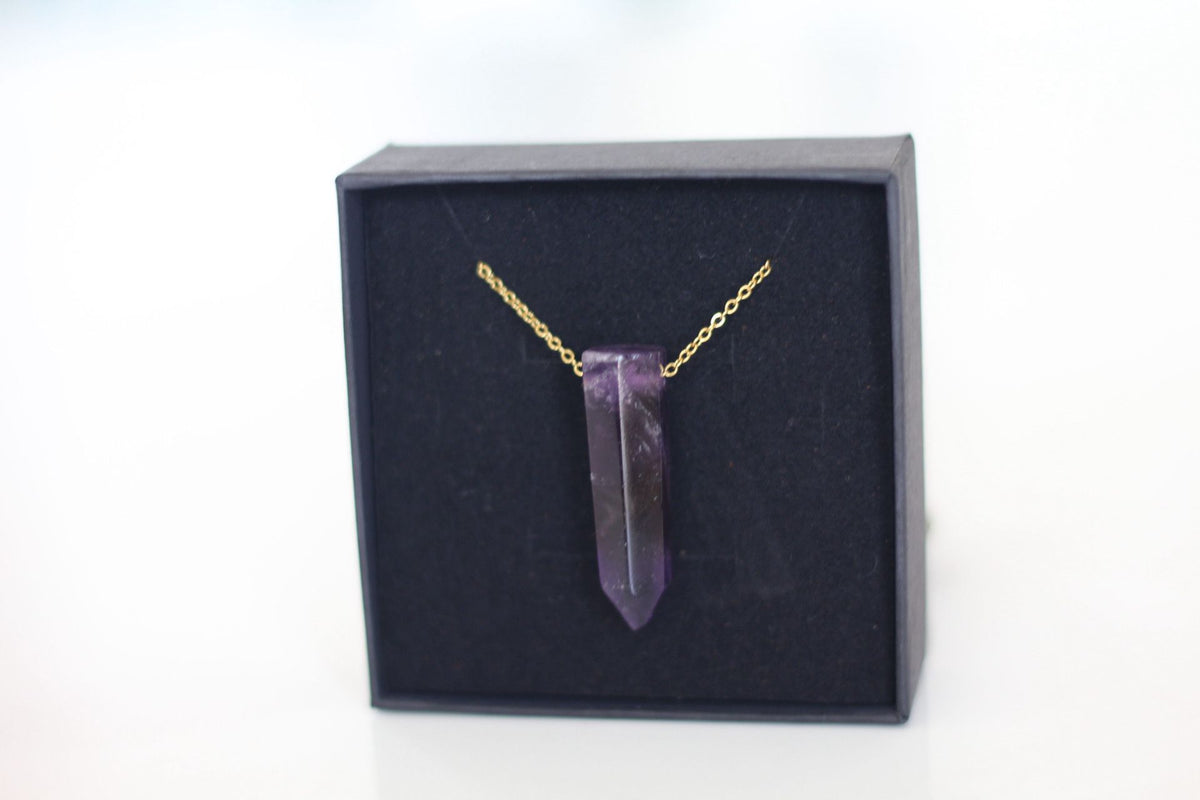 Amethyst Pendant Necklace – Gold-Plated Stainless Steel