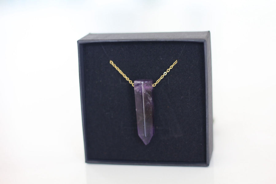 Amethyst Pendant Necklace – Gold-Plated Stainless Steel