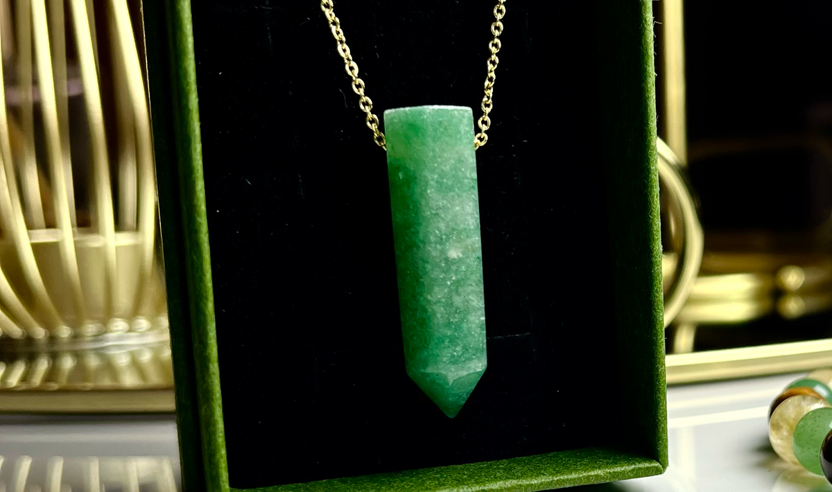 Green aventurine Necklace [Stainless Steel 9ct Gold Plated] & Makwande Bracelet Set