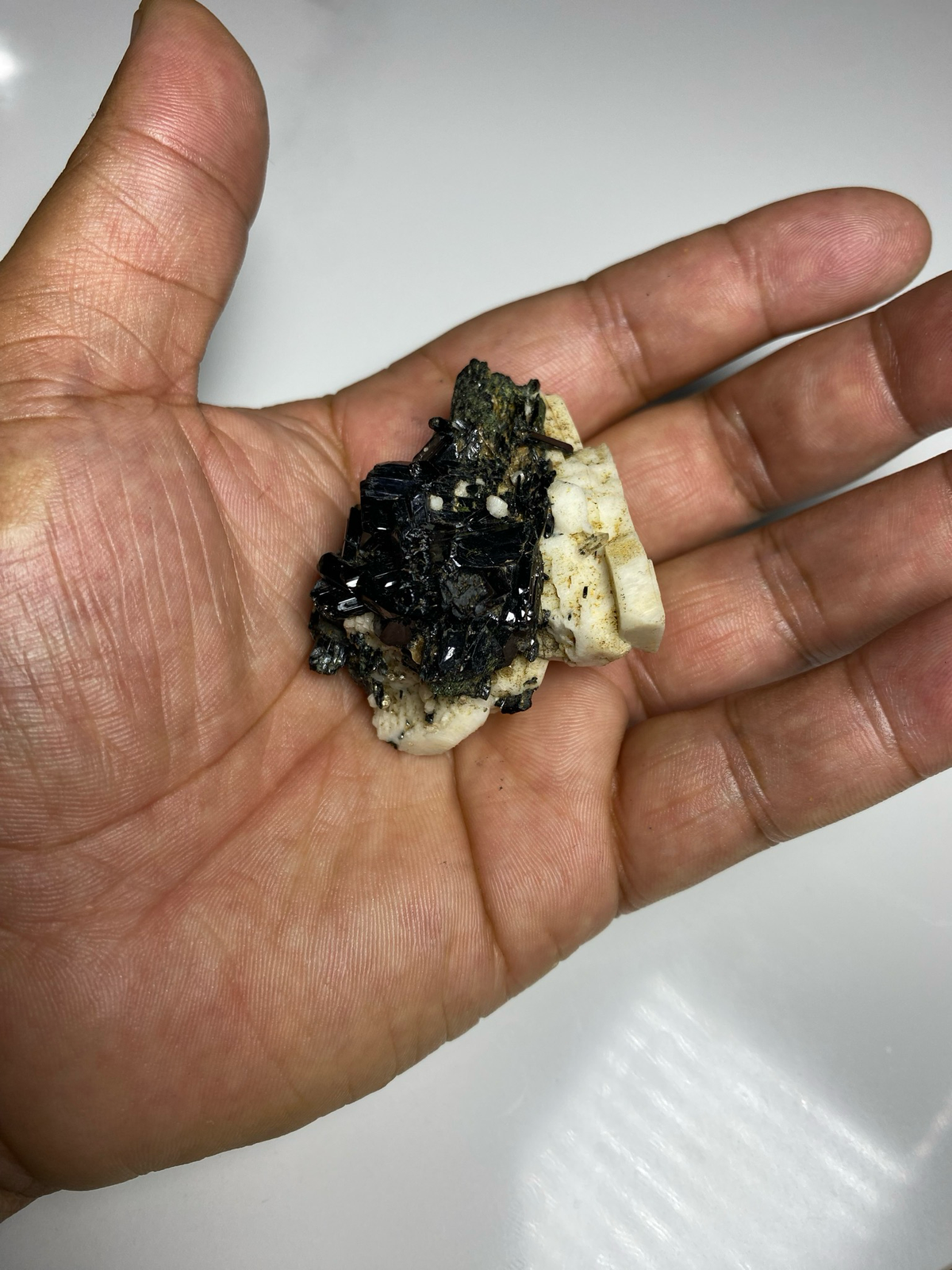 Black Tourmaline on Feldspar – Zomba, Malawi
