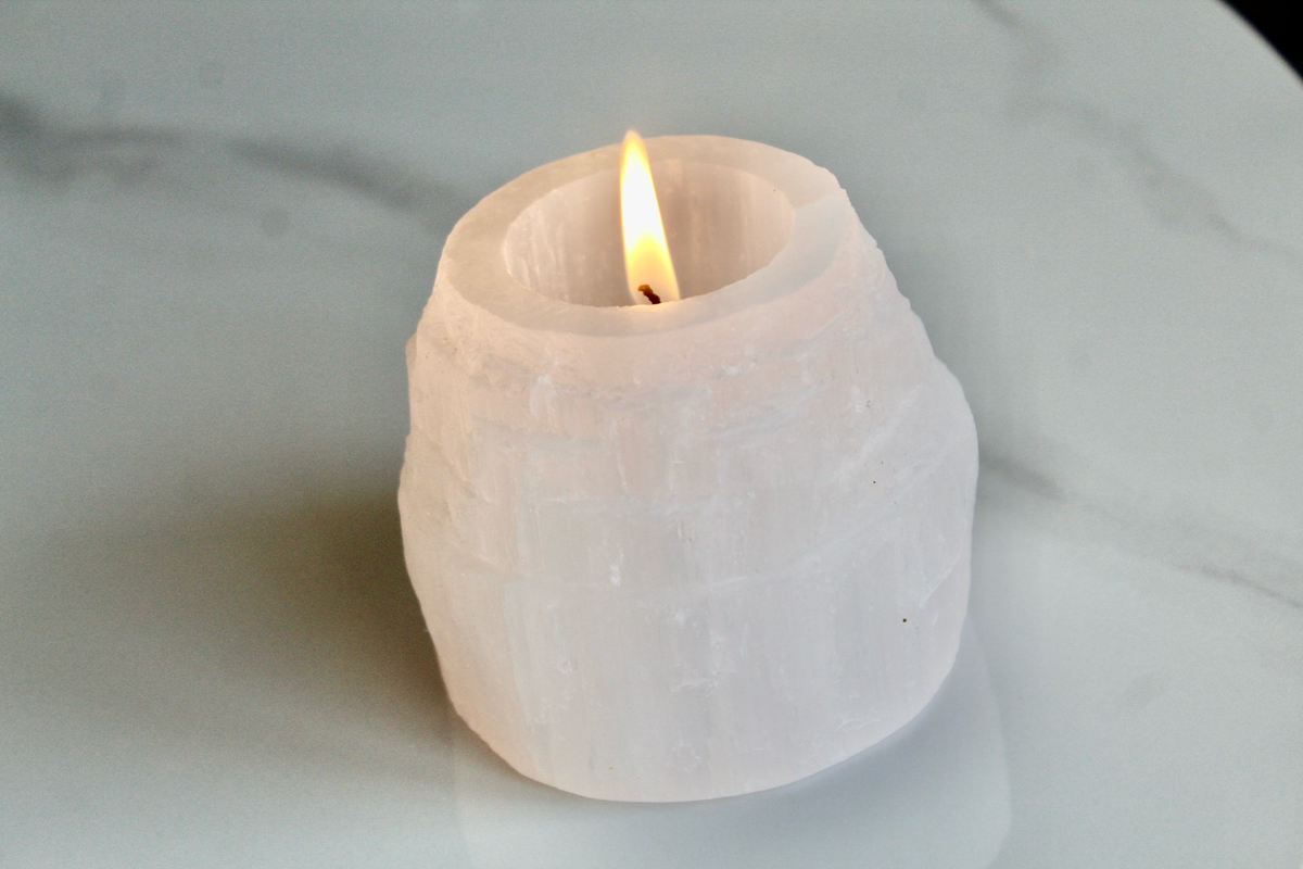 Selenite Candle Holder