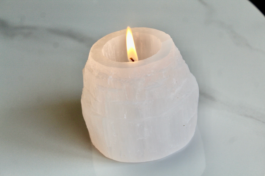 Selenite Candle Holder