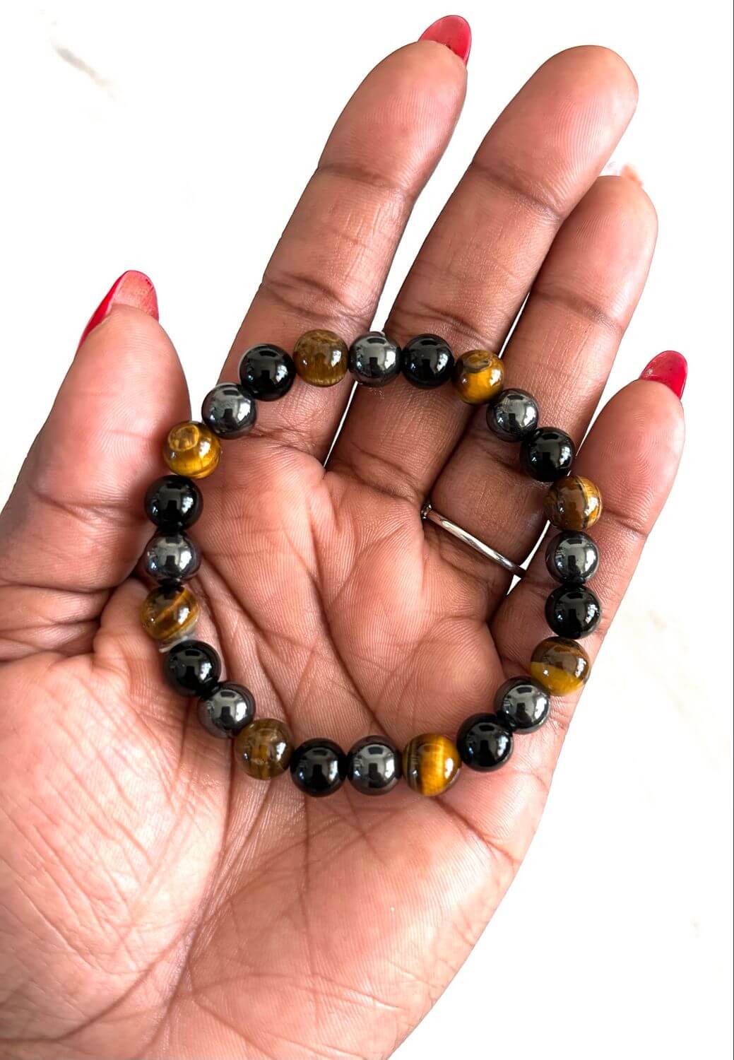 VIKA Tiger’s Eye Pendant + Triple-Stone Bracelet Set