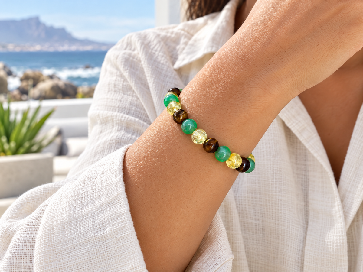Makwande Gemstone Bracelet – Citrine, Tiger’s Eye & Green Aventurine