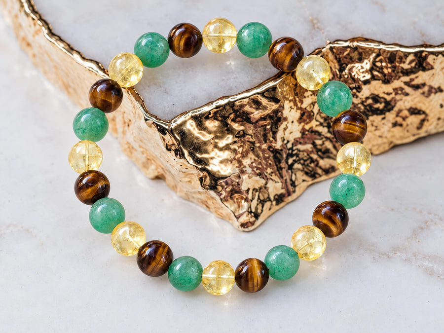 Makwande Gemstone Bracelet – Citrine, Tiger’s Eye & Green Aventurine