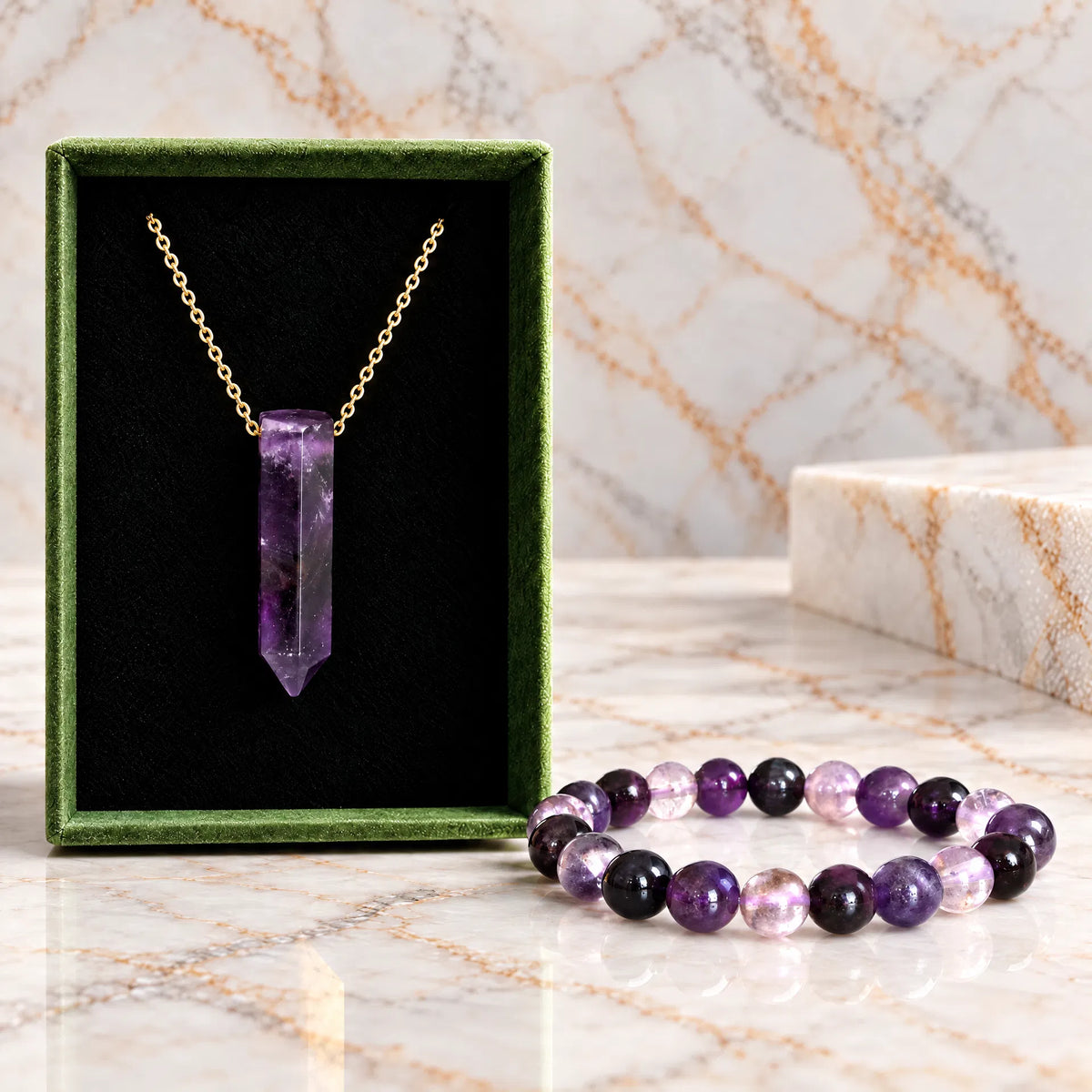 Amethyst Bracelet & Pendant Set
