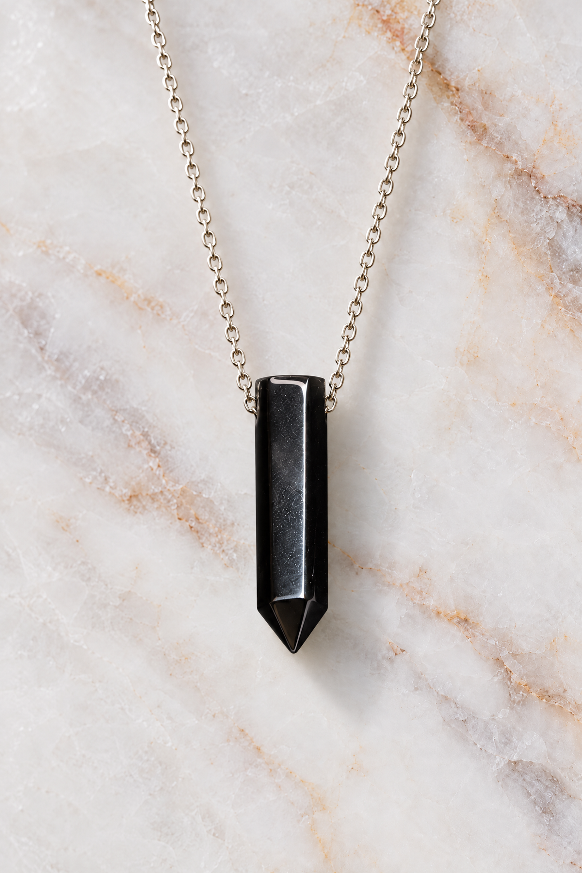 Black Obsidian Necklace Stainless Steel