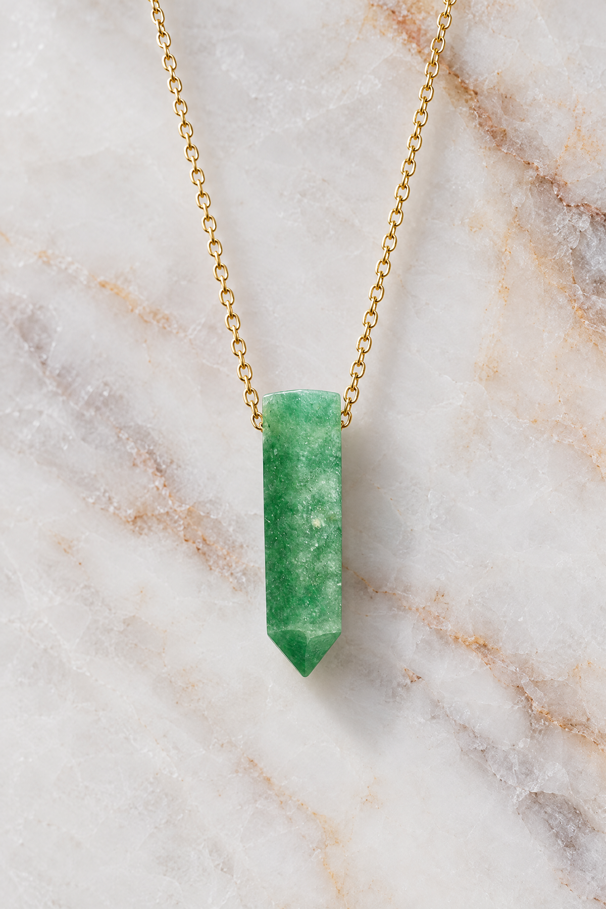 Green Aventurine Gold-Plated Pendant Necklace