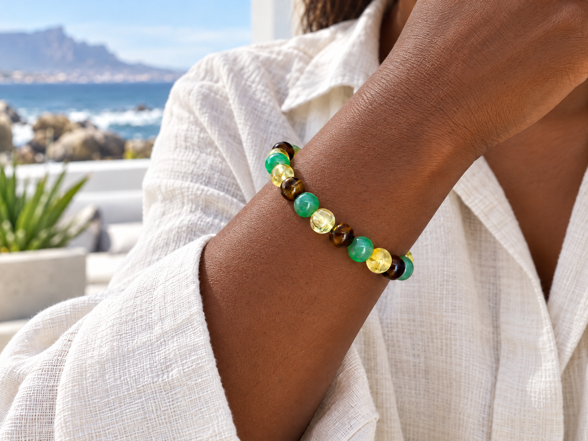 Makwande Gemstone Bracelet – Citrine, Tiger’s Eye & Green Aventurine