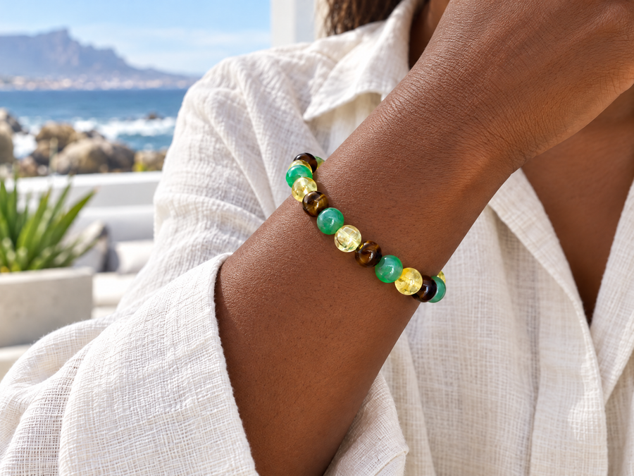 Makwande Gemstone Bracelet – Citrine, Tiger’s Eye & Green Aventurine