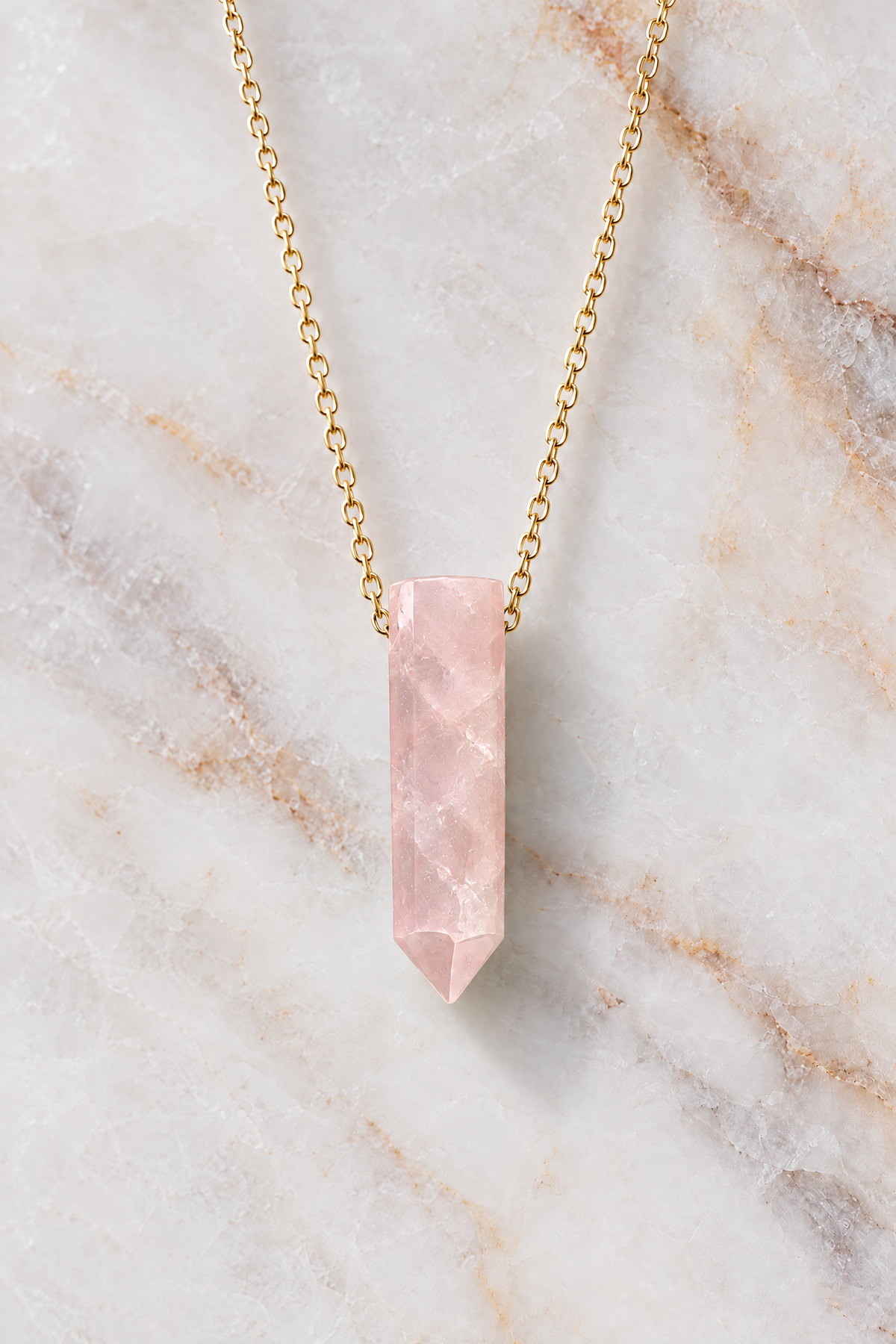 Rose Quartz Necklace [Stainless steel]