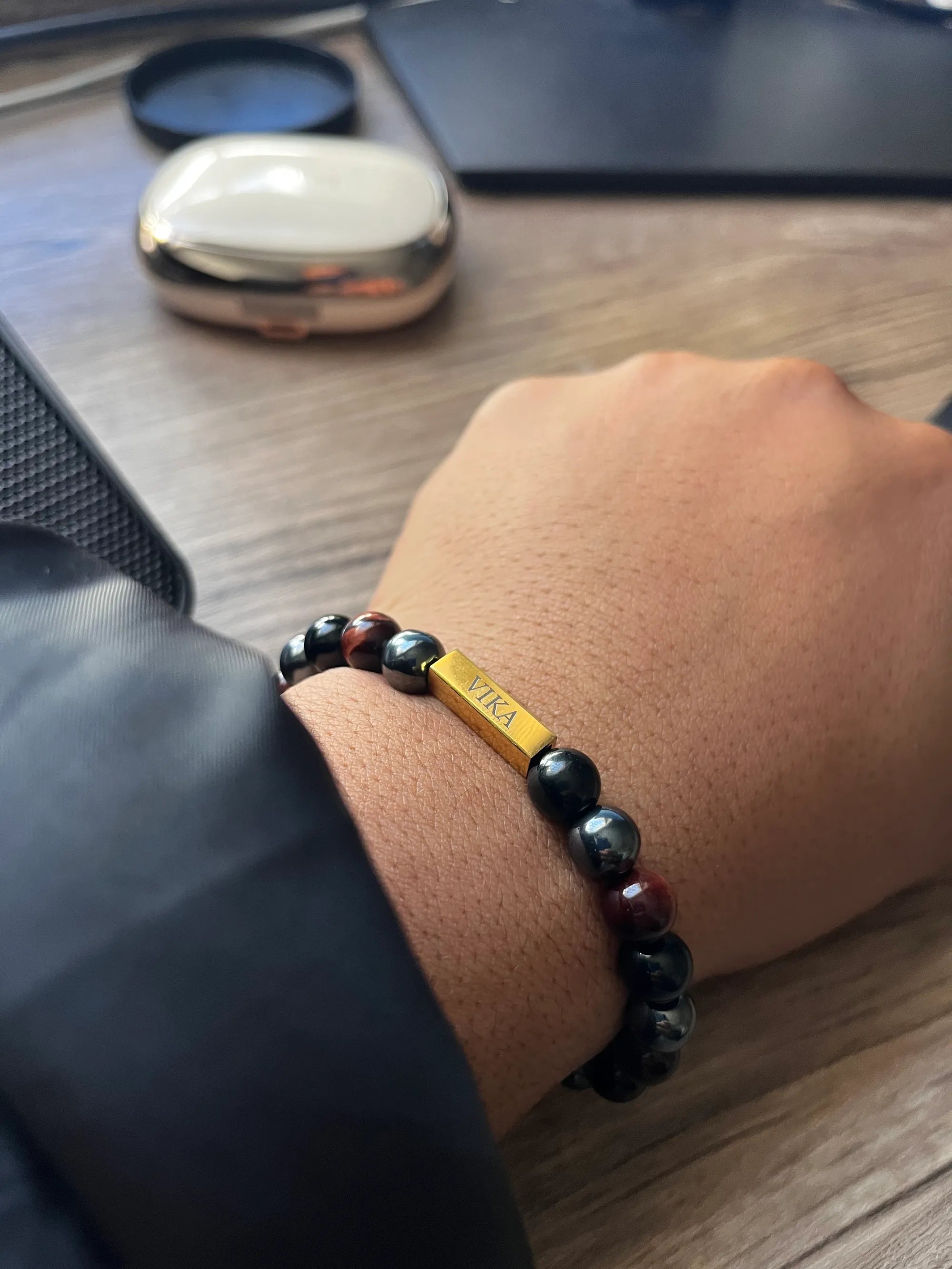 VIKA grounding bracelet worn at work